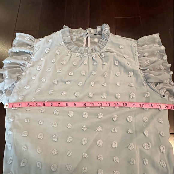 SHEIN Curve Baby Blue Flutter Sleeve Blouse - Picture 9 of 10